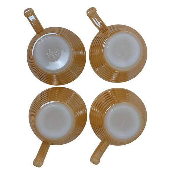 Vintage Set Of 4 Fire King Peach Luster Soup Bowls 10 oz Beehive Ovenware USA - Picture 3 of 11